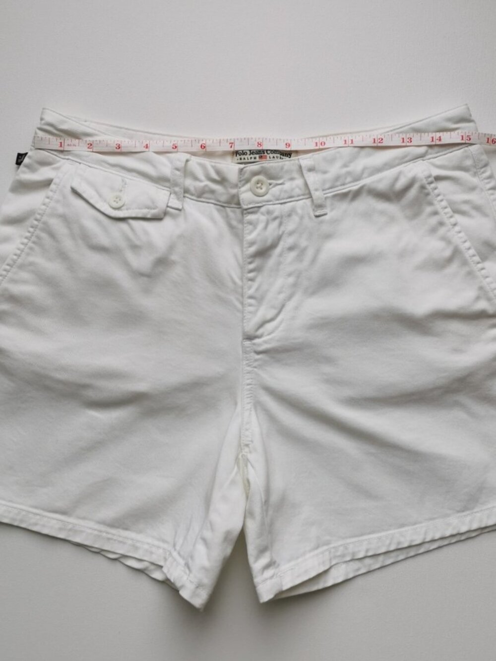 Vintage Polo Jeans Ralph Lauren White Cotton Twill Shorts Size 6 Y2K - Picture 7 of 9